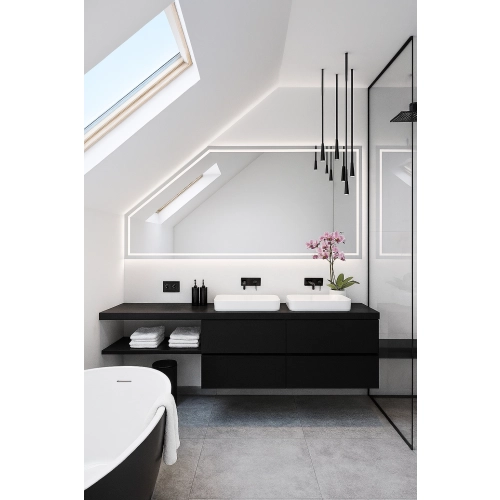 Piaskowane lustro na poddasze - NA WYMIAR - REGA LED